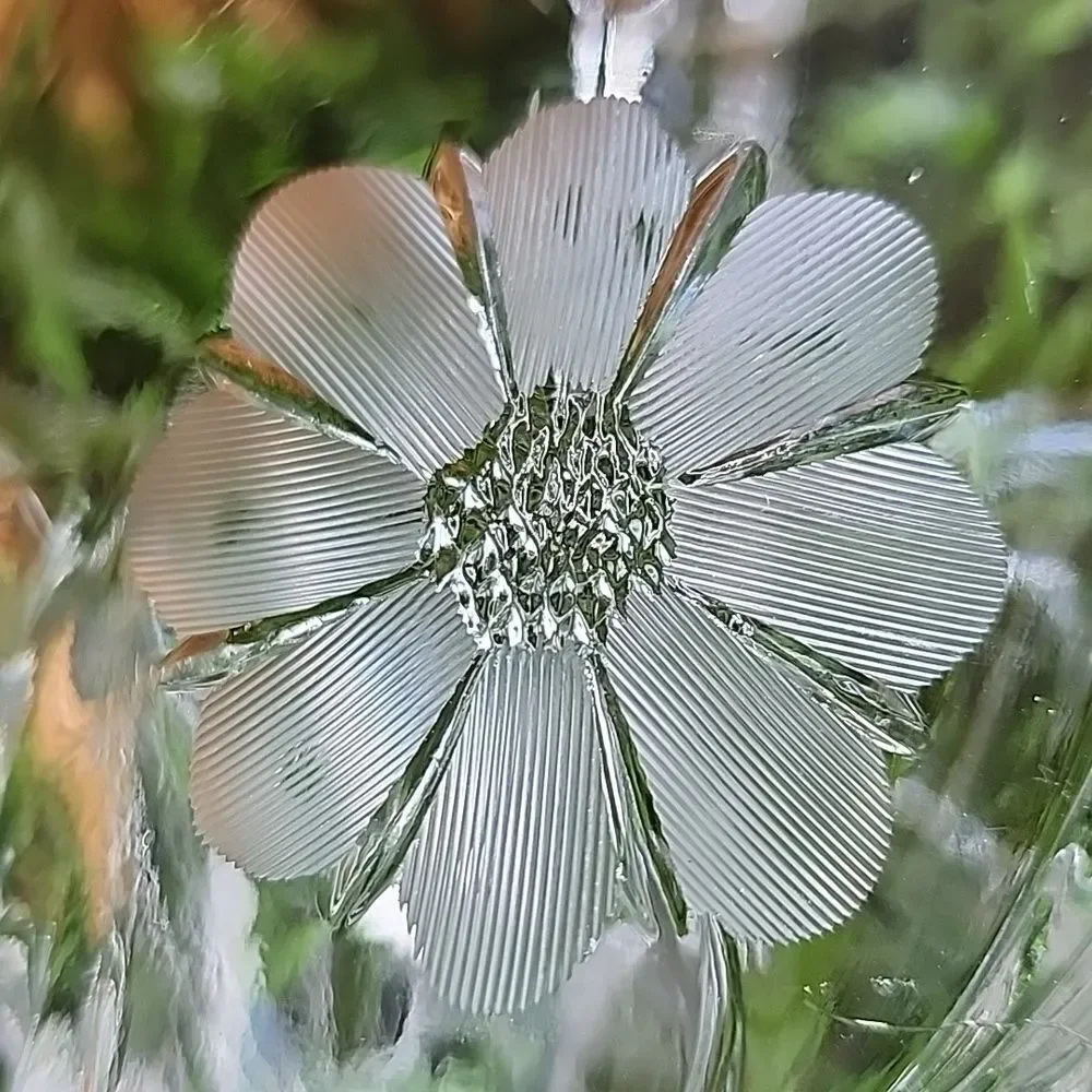 Vintage Etched Glass Floral Bride's Basket With Handle Coquette Bridal